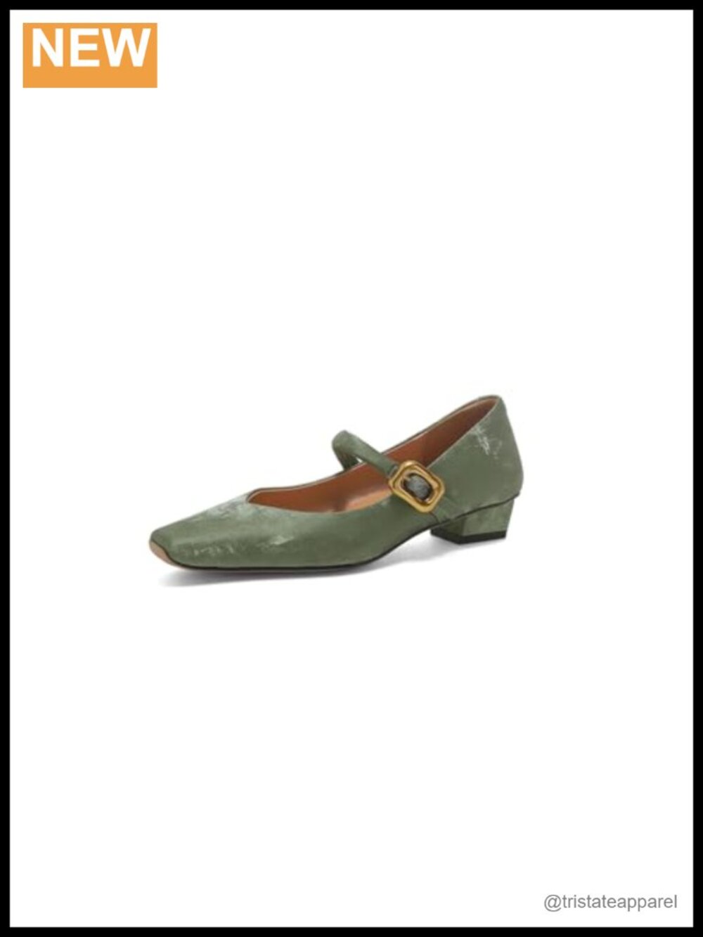 Silky Leather Square Toe Mary Jane Low Heel Flats